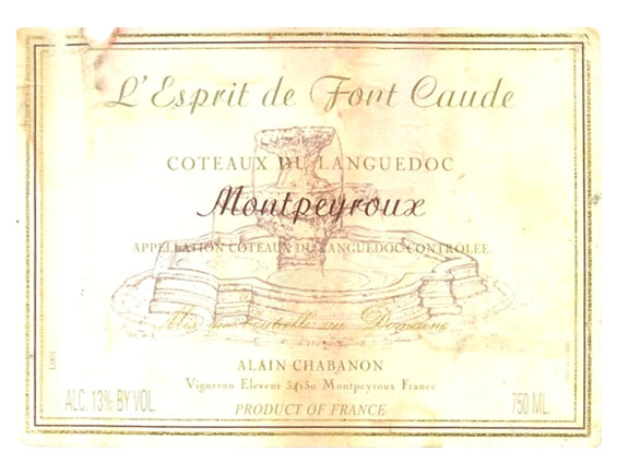 Domaine Chabanon L'ESPRIT DE FONT-CAUDE rouge 1997