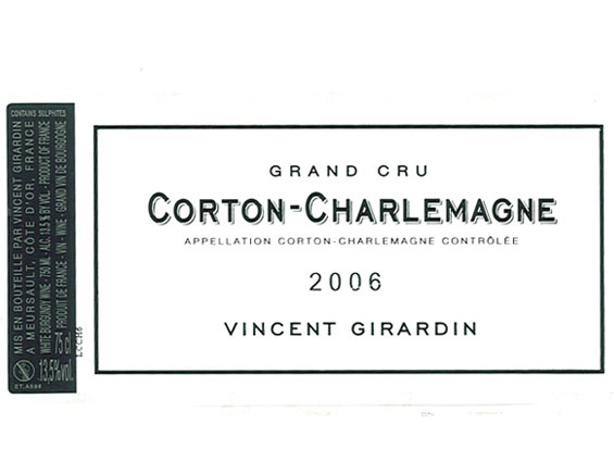 VINCENT GIRARDIN CORTON CHARLEMAGNE GRAND CRU 2006