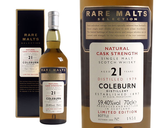 WHISKY COLEBURN LIMITED EDITION Natural Cask Strength 21 YEARS OLD
