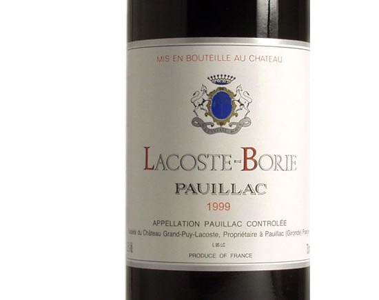 LACOSTE-BORIE rouge 1999, Second vin de Château Grand-Puy Lacoste
