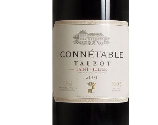 CONNÉTABLE TALBOT rouge 2001, Second vin du Château Talbot