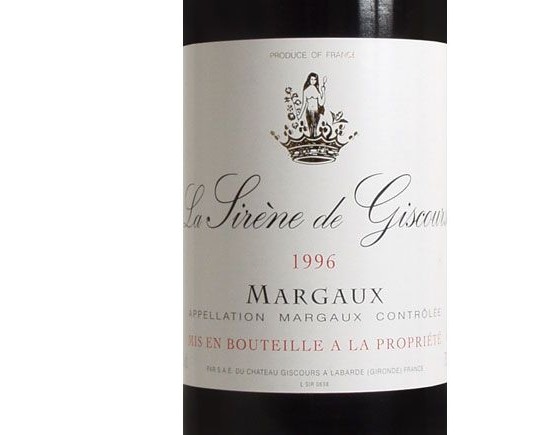 LA SIRÈNE DE GISCOURS rouge 1996, Second vin de Château Giscours