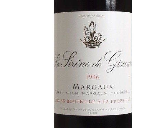 LA SIRÈNE DE GISCOURS rouge 2001, Second vin de Château Giscours