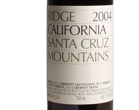 Ridge Vineyard Santa Cruz Mountain Cabernet Sauvignon 2004