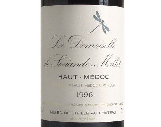 LA DEMOISELLE DE SOCIANDO-MALLET rouge 1996, Second vin du Château Sociando-Mallet