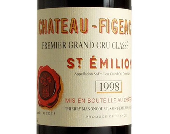 CHÂTEAU FIGEAC  rouge 1998, Premier Grand Cru Classé