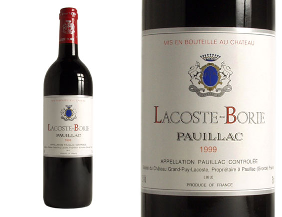 LACOSTE-BORIE rouge 1999, Second vin de Château Grand-Puy Lacoste