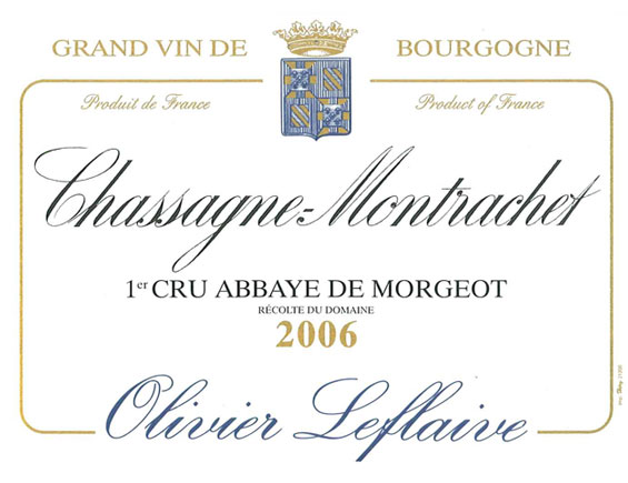CHASSAGNE-MONTRACHET 1er Cru ''ABBAYE DE MORGEOT'' 2006 blanc