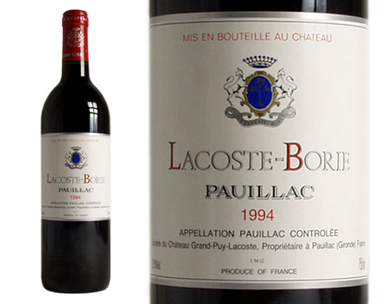 LACOSTE-BORIE rouge 1994, Second vin de Château Grand-Puy Lacoste