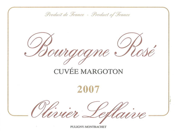 OLIVIER LEFLAIVE BOURGOGNE rosé 2007 Cuvée margoton